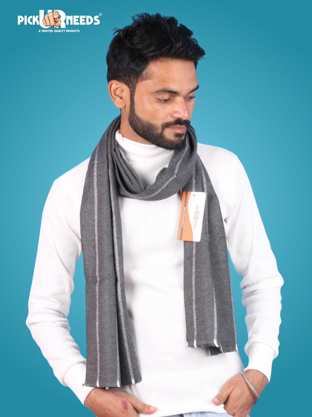 Pick Ur Needs Premium Winter Muffler for Men Soft Wool-Blend Checked Scarf Warm, Lightweight & Stylish Muffler for Office, Casual & Outdoor Wear