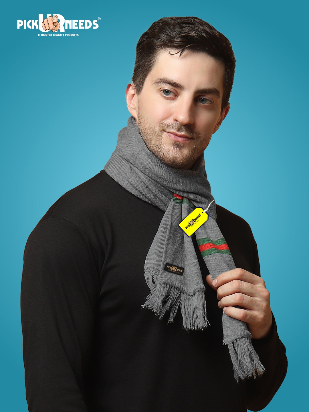 Pick Ur Needs Premium Woolen Muffler for Men Soft Warm Winter Scarf Stylish Striped Design Long & Comfortable Neck Wrap