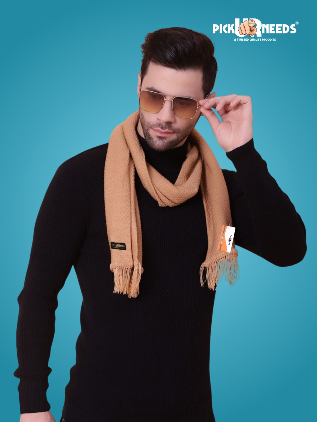 Pick Ur Needs Premium Soft Knitted Winter Muffler for Men Elegant Wool Blend Scarf with Tassel Fringe Stylish Warm Winter Wear for Casual & Formal Outfits