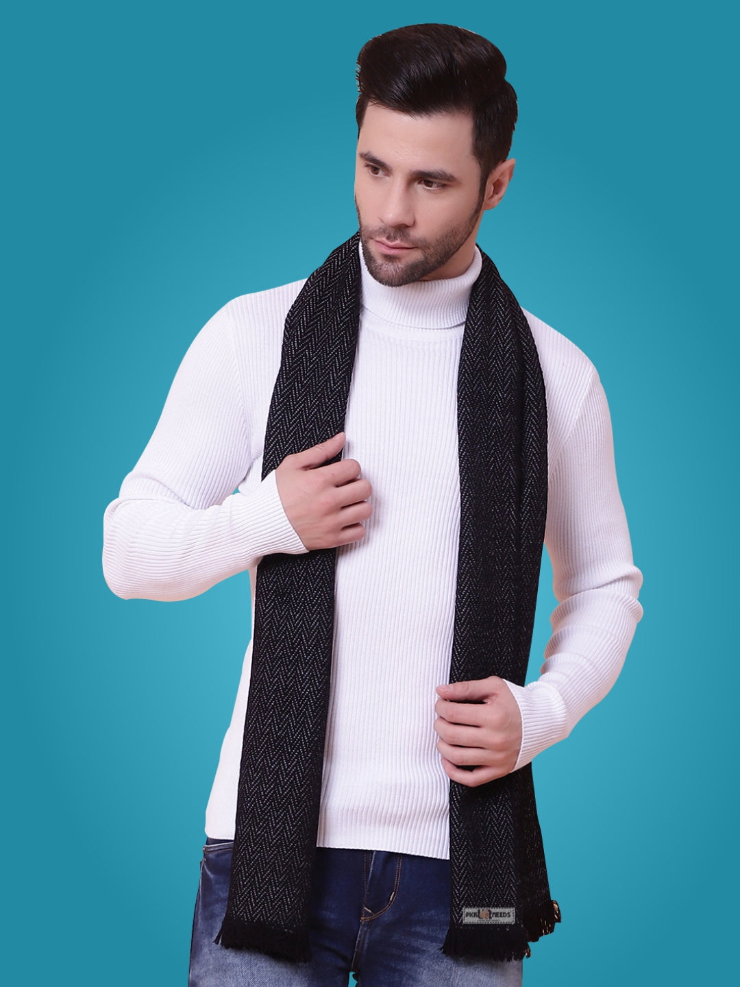 Pick Ur Needs Premium Men's Warm And Stylish Woolen Muffler With Multicolour Stripes And Stylish Tussles Ends