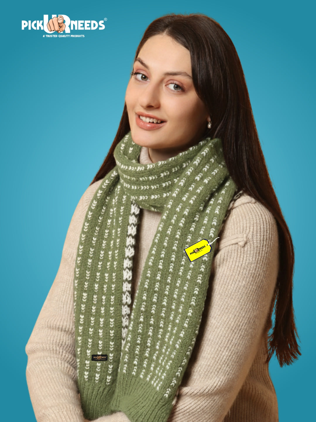 Pick Ur Needs Women Knitted Winter Muffler Soft & Warm Woolen Scarf with Stylish Pattern Lightweight Neck Wrap for Casual, Office