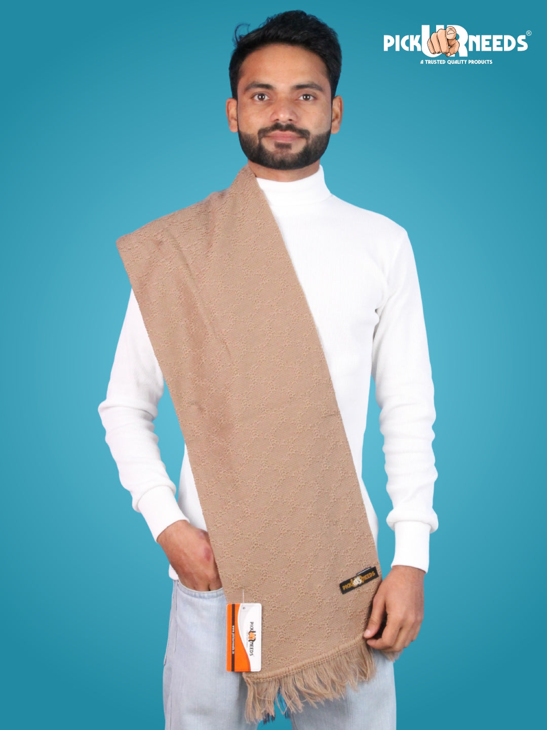 Pick Ur Needs Premium Soft Winter Muffler for Men Lightweight Warm Woolen Scarf Stylish Neck Muffler for Outdoor & Casual Use