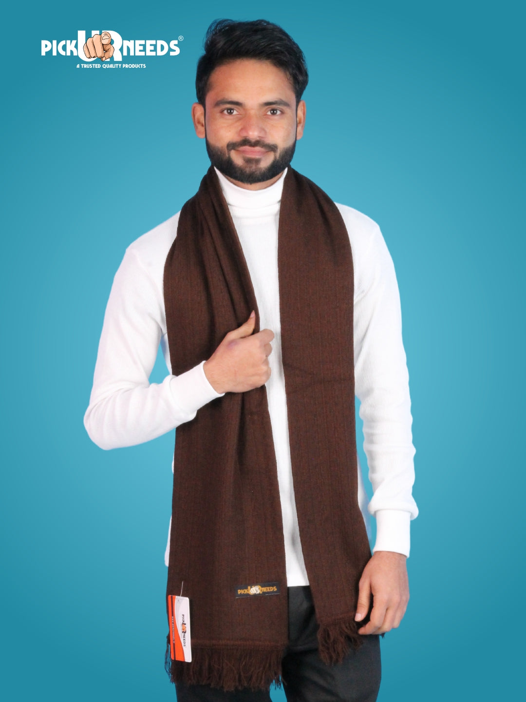 Pick Ur Needs Men’s Winter Woolen Muffler Soft & Warm Knitted Scarf with Fringes Premium Warm Mufflers