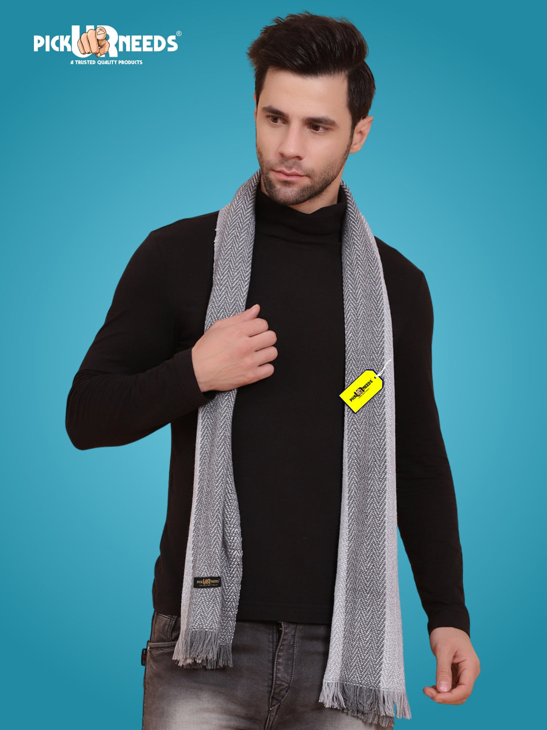 Pick Ur Needs Premium Men's Warm And Stylish Woolen Muffler With Multicolour Stripes And Stylish Tussles Ends