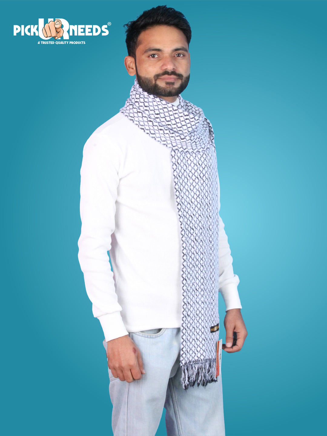 Pick Ur Needs Soft Warm Woolen Premium Winter Muffler for Men Scarf with Stylish Check Pattern Long & Comfortable Cold Weather Neck Wrap