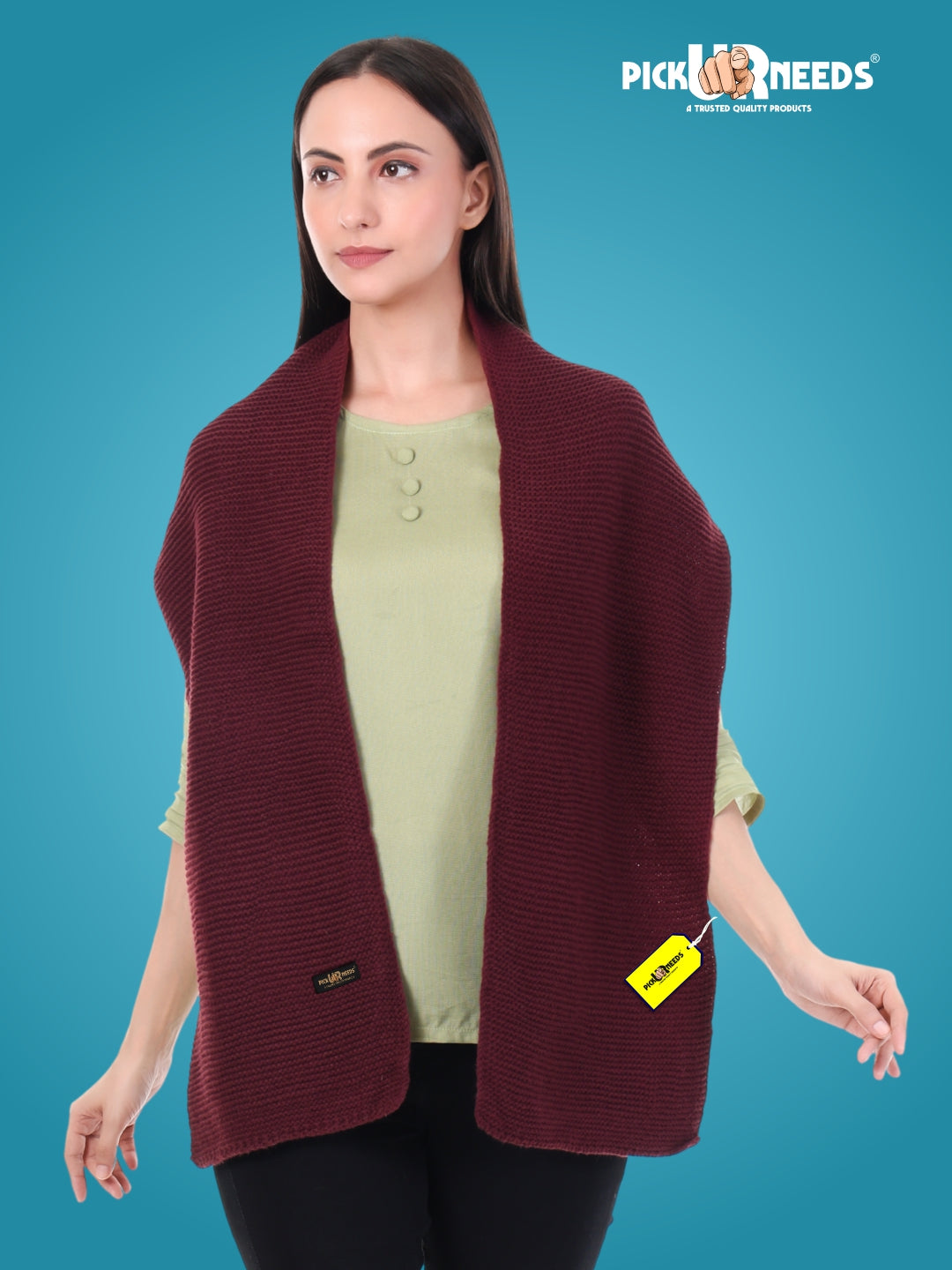 Pick Ur Needs Premium Knitted Winter Shawl/Stole for Women | Soft & Warm Woolen Wrap | Multipurpose Muffler,Shrug & Scarf