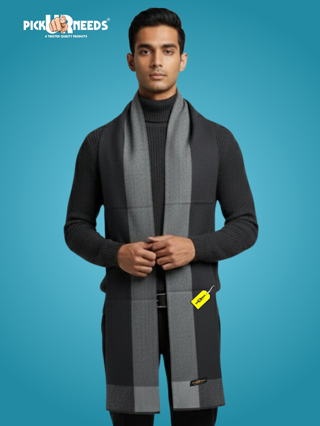 Pick Ur Needs Men’s Premium Winter Wool Muffler – Soft & Warm Knitted Scarf for Casual, Office & Travel Stylish Stripe Design