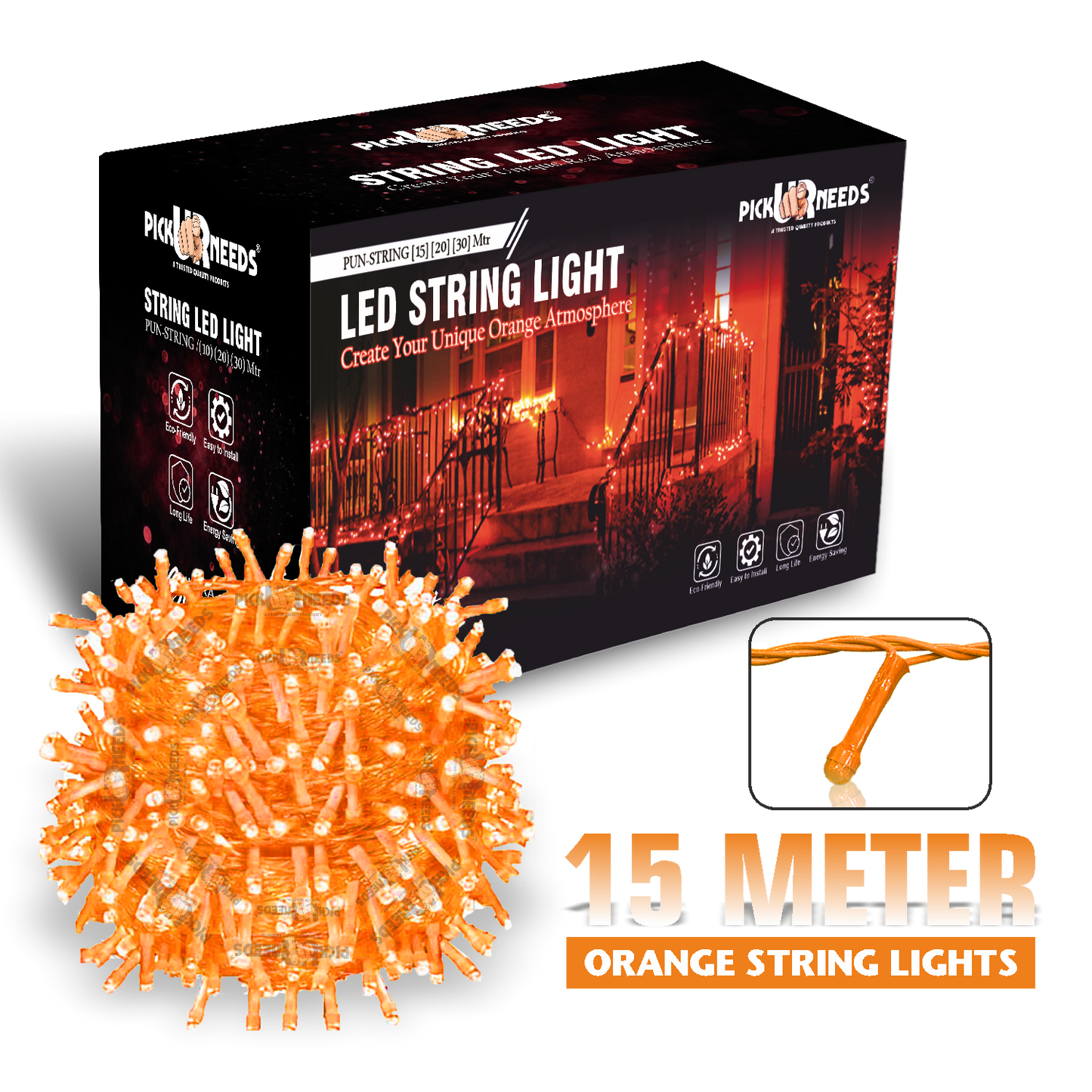 Pick Ur Needs 40 LEDs 15 m Orange Steady String Rice Lights