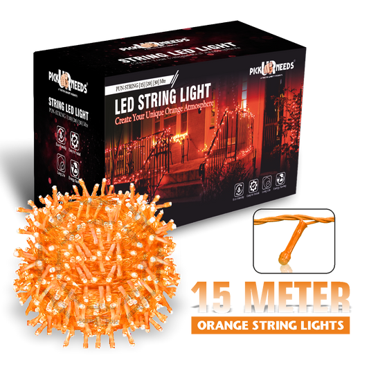Pick Ur Needs 40 LEDs 15 m Orange Steady String Rice Lights