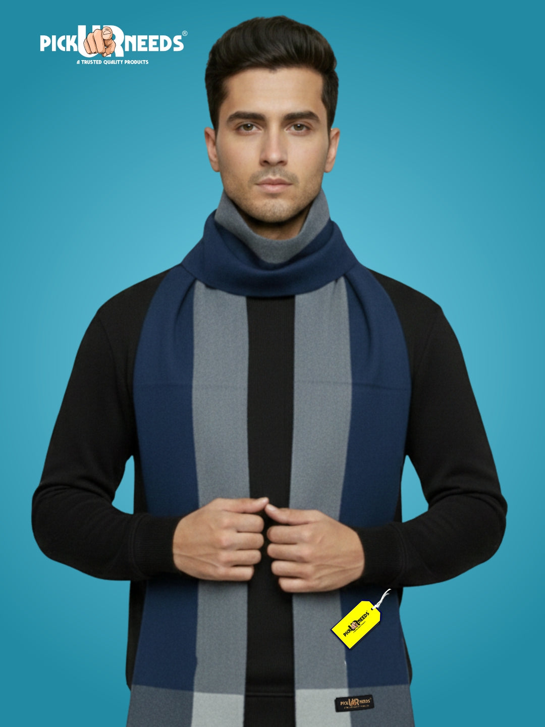 Pick Ur Needs Men’s Premium Winter Wool Muffler – Soft & Warm Knitted Scarf for Casual, Office & Travel Stylish Stripe Design