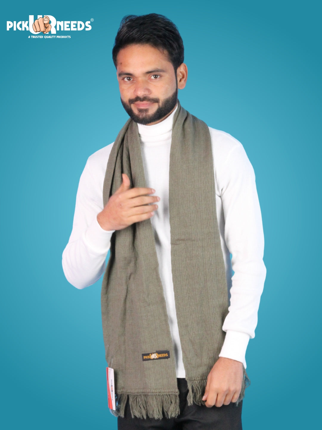 Pick Ur Needs Men’s Winter Woolen Muffler Soft & Warm Knitted Scarf with Fringes Premium Warm Mufflers