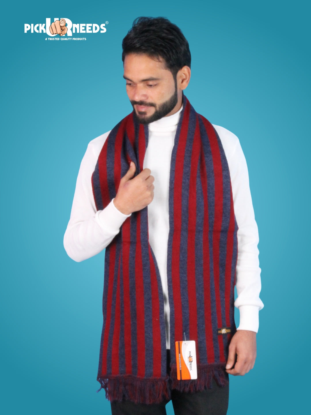 Pick Ur Needs Premium Soft Winter Muffler for Men Stylish Striped Woolen Scarf Warm & Comfortable