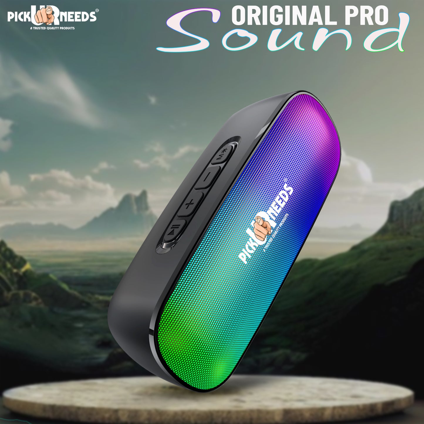 Pick Ur Needs 12W Bluetooth Speaker with RGB Disco Lights, 1200mAh Rechargeable Battery, Wireless Portable Speakers with FM Radio, USB & TF Card Support
