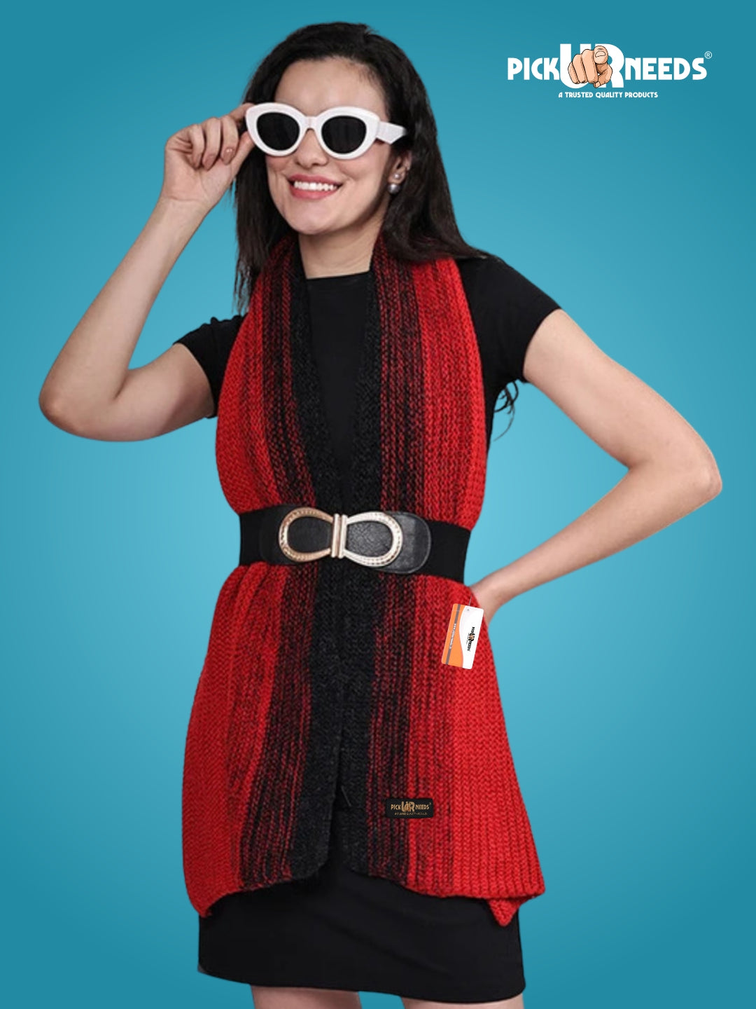 Pick Ur Needs Premium Knitted Winter Scarf for Women – Soft, Warm & Stylish Dual-Tone Muffler Stole