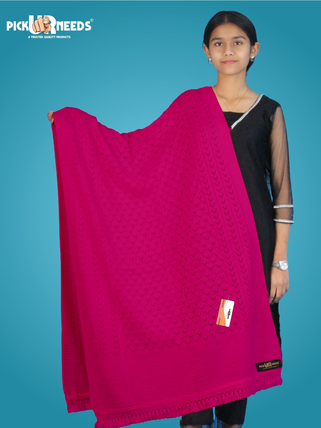 Pick Ur Needs Wool Self Design Women Shawl