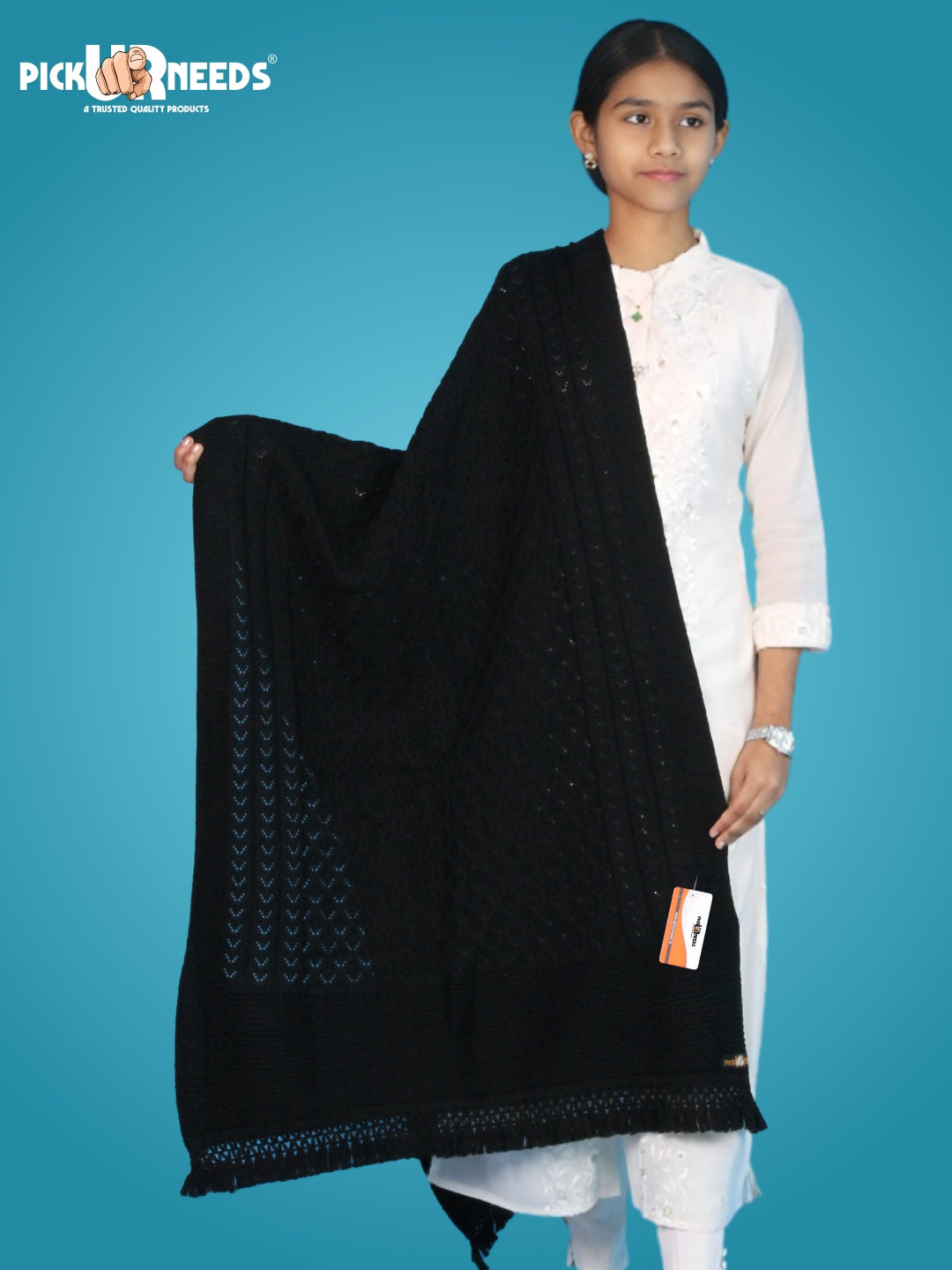 Pick Ur Needs Wool Self Design Women Shawl