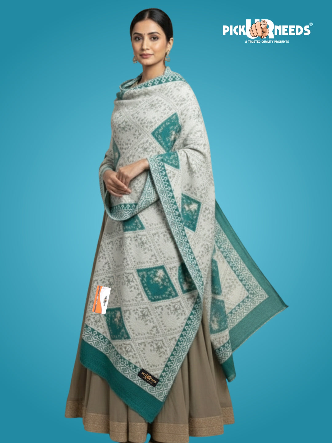 Pick Ur Needs Woolen Shawl for Women | Warm Winter Wool Fabric Shawls with Traditional Prints | Soft & Elegant Ethnic Stole