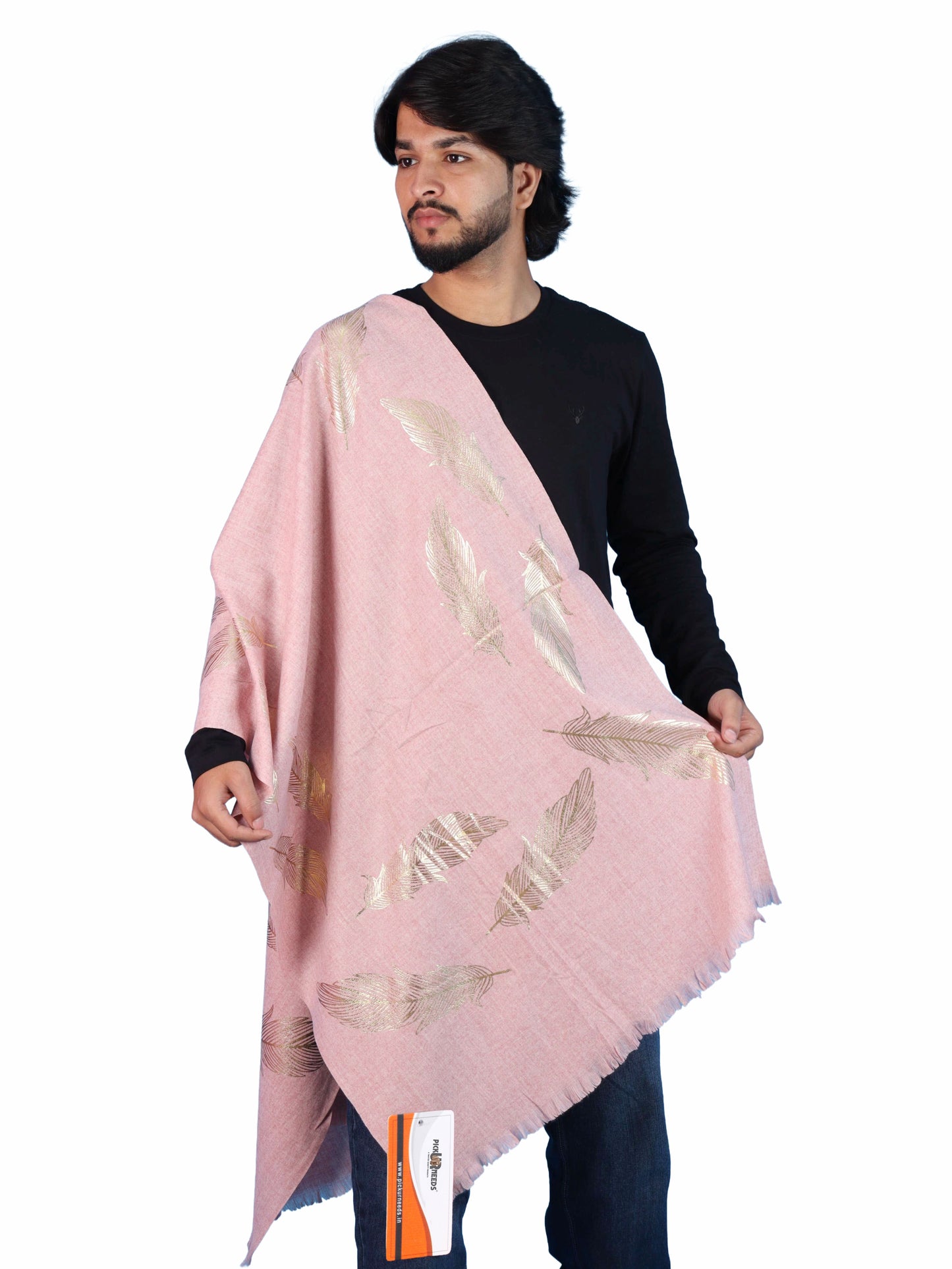 Pick Ur Needs Winter Shawl, Scarf, Stole & Muffler with Elegant Feather Print Soft Lightweight Winter Wrap for Men Stylish Scarf Stole for Kurta, Shirt For Boys