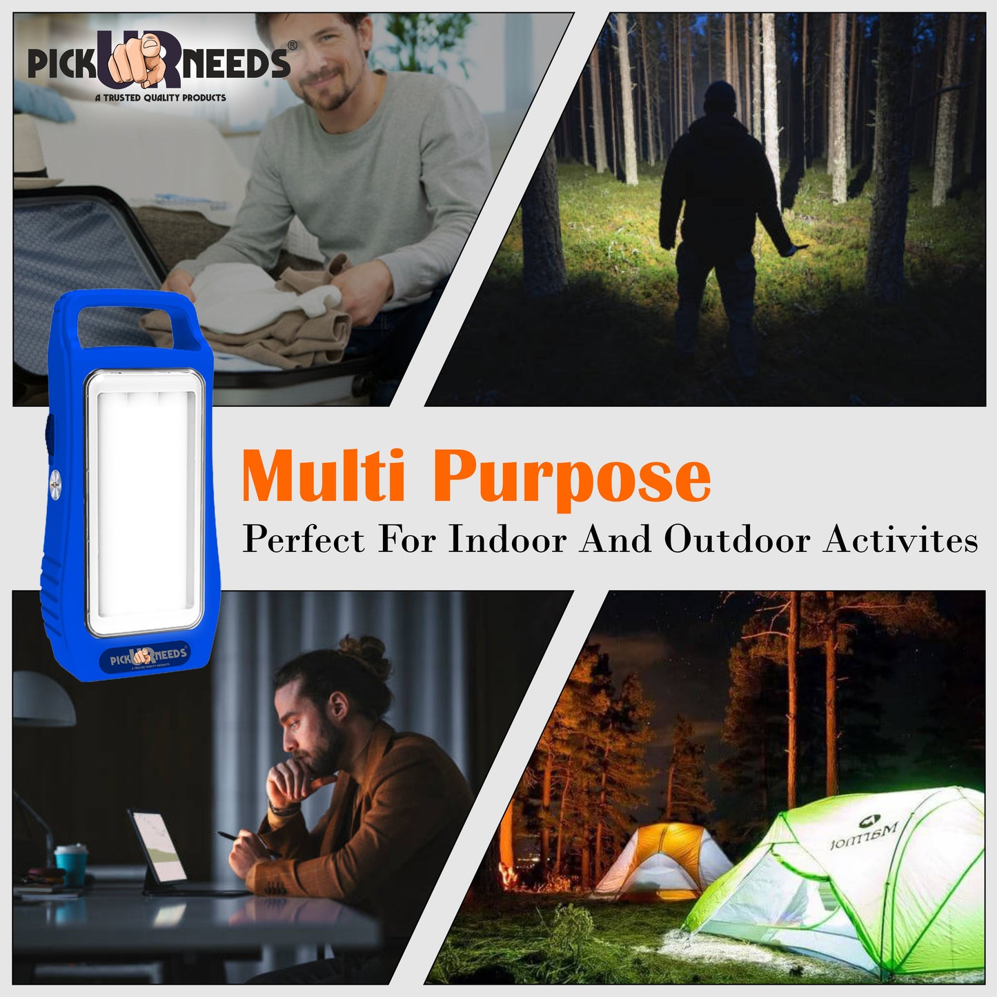 Pick Ur Needs Rechargeable Home Emergency Lantern With 3 Bright Tube Light Long Battery Backup 5 hrs Torch Emergency Light