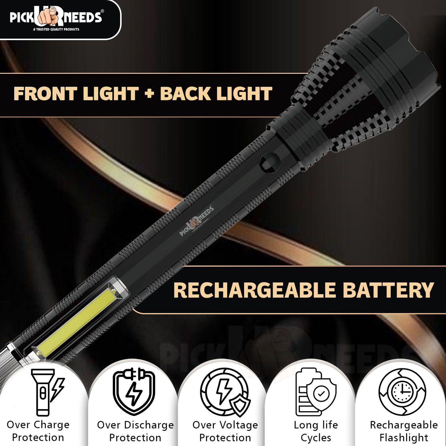 Pick Ur Needs Rechargeable 100W Search Torch+ COB With Strong Brightness 3 Mode LED Light 5 hrs Torch Emergency Light