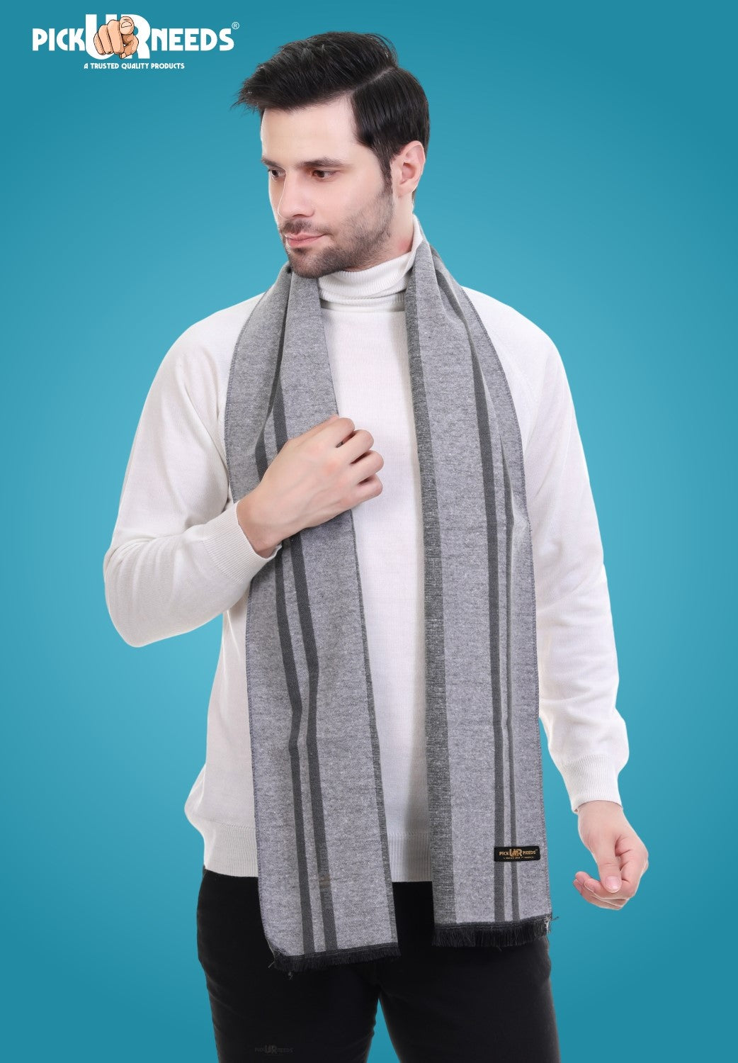 Pick Ur Needs Men's Muffler Check Desgin Premium Woolen Blend Fabric Stylish Look Muffler For Men