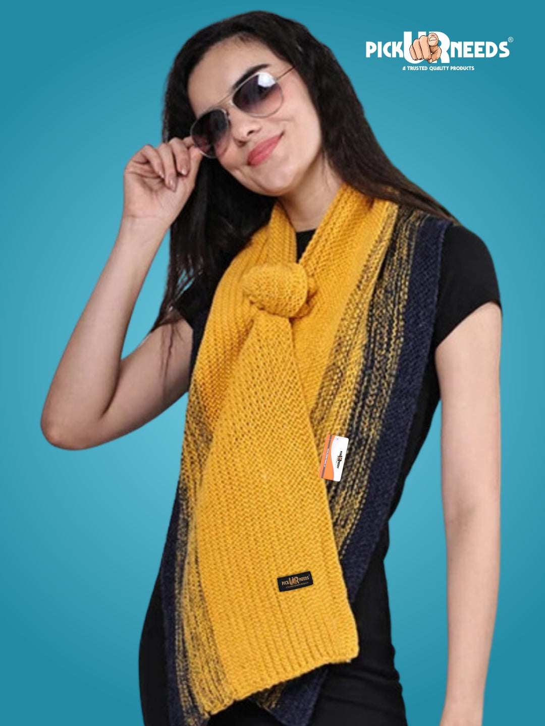Pick Ur Needs Premium Knitted Winter Scarf for Women – Soft, Warm & Stylish Dual-Tone Muffler Stole