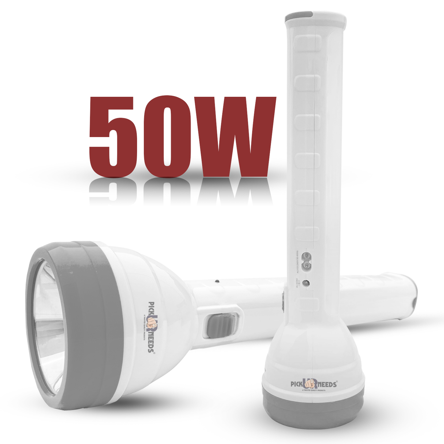 Pick Ur Needs 2 In 1 Emergency Rechargeable Long Range 50W+Tube LED Search Torch Light Torch