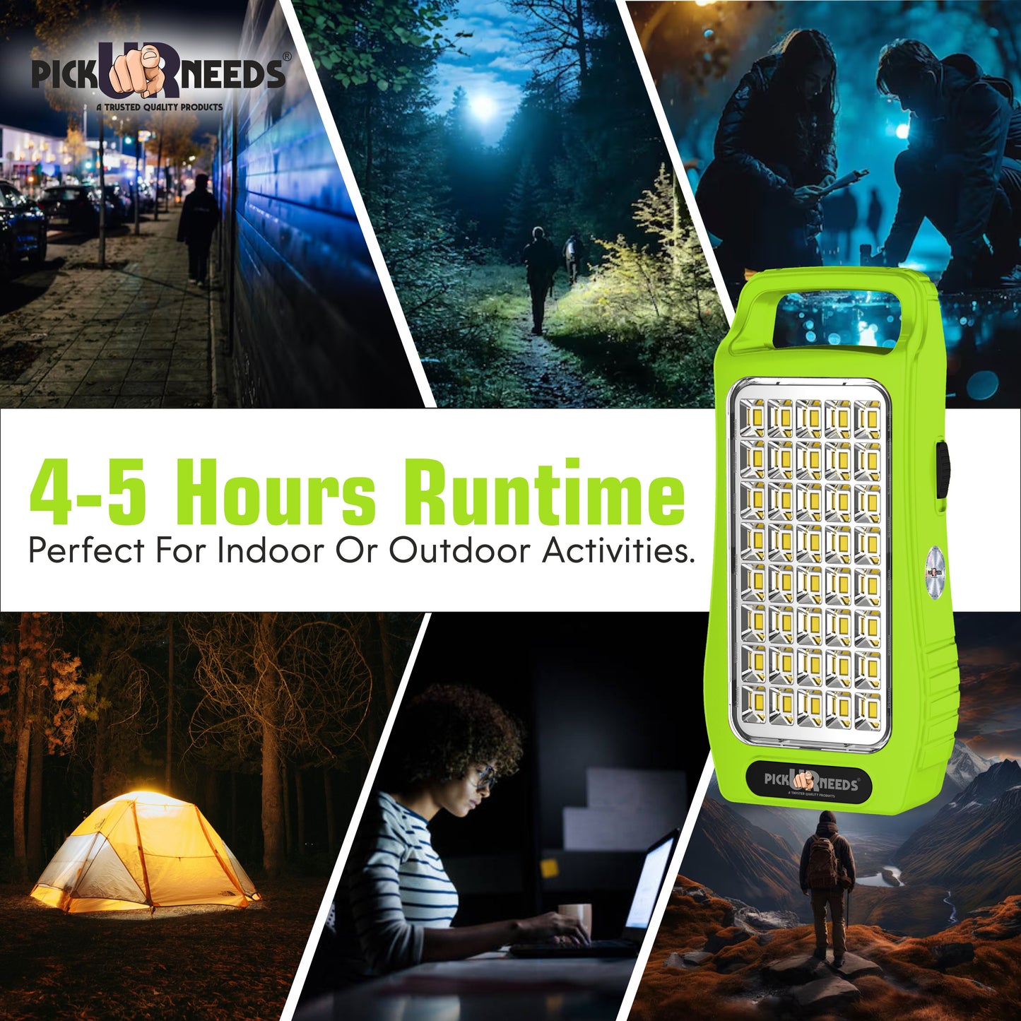 Pick Ur Needs 50W Rechargeable Emergency Light With 40 SMD Big LED 4500mAh Long Battery Backup 8 hrs Lantern Emergency Light