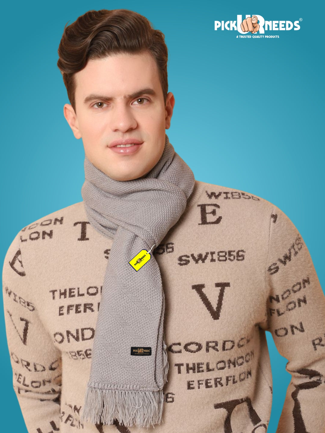 Pick Ur Needs Premium Soft, Warm & Breathable Wool Blend Winter Scarf for Men Fashionable Elegant Muffler