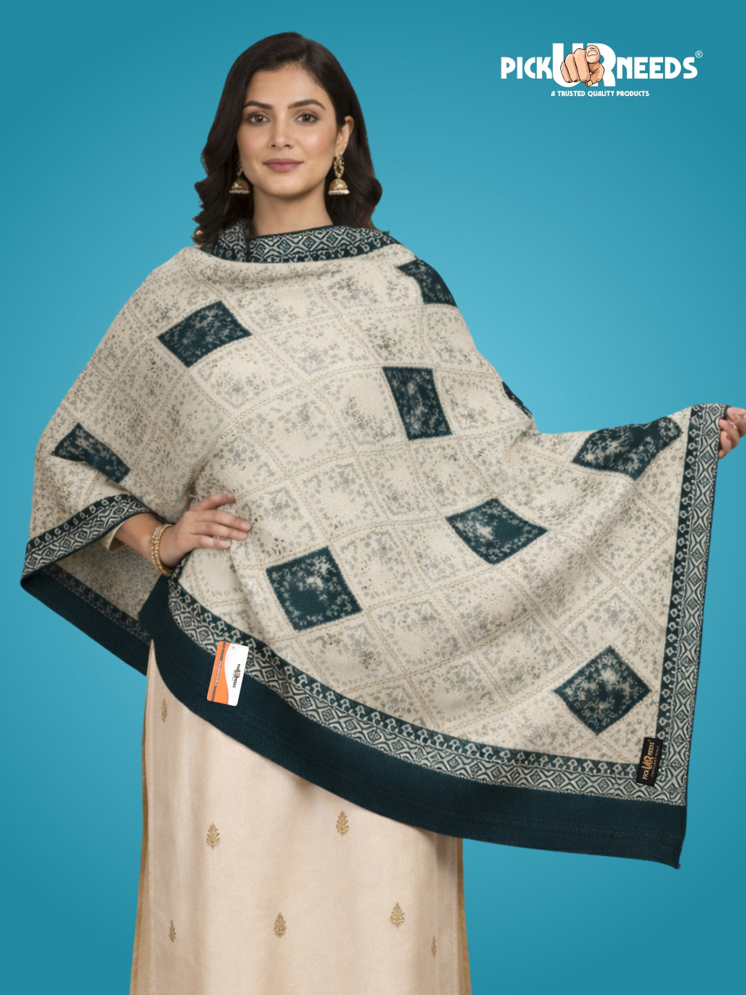 Pick Ur Needs Woolen Shawl for Women | Warm Winter Wool Fabric Shawls with Traditional Prints | Soft & Elegant Ethnic Stole