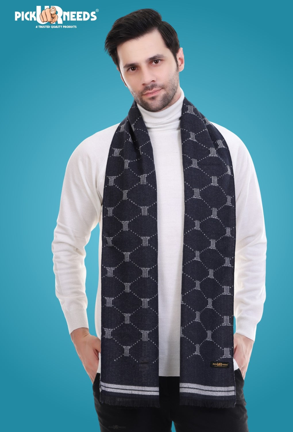Pick Ur Needs Men's Muffler Check Desgin Premium Woolen Blend Fabric Stylish Look Muffler For Men