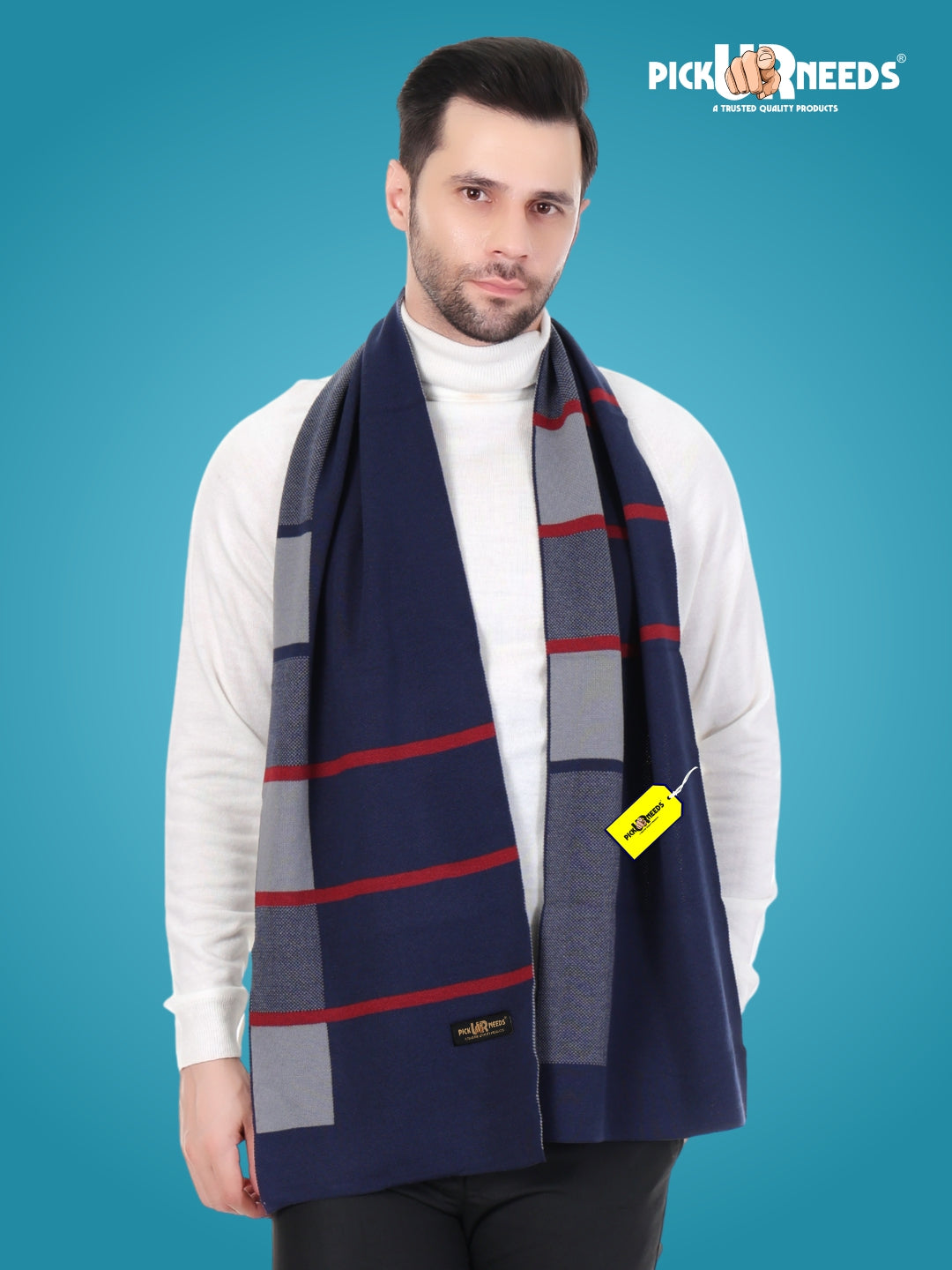 Pick Ur Needs Men’s Premium Winter Wool Muffler – Soft & Warm Knitted Scarf for Casual, Office & Travel Stylish Stripe Design