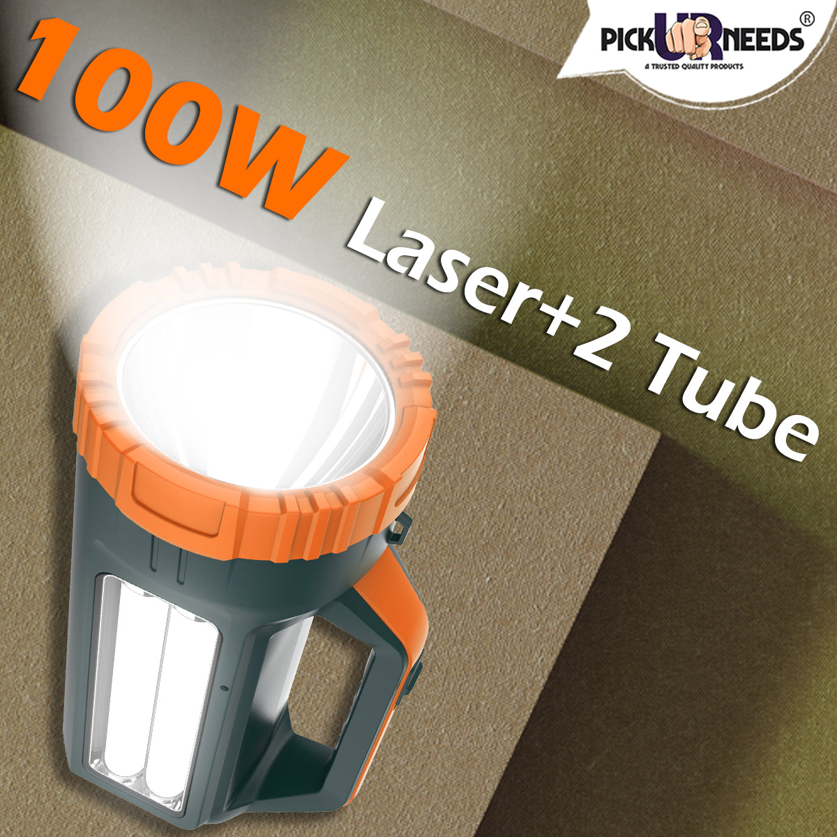 Pick Ur Needs Long Range Search Torch Light Emergency Rechargeable Handheld Torch + Side 2 Tube
