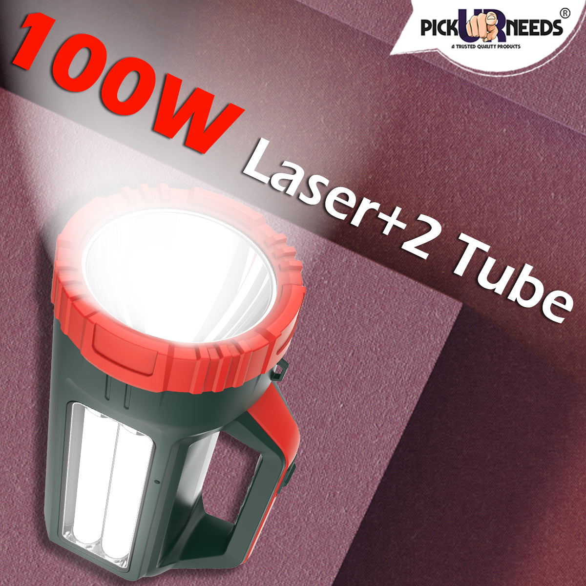 Pick Ur Needs Long Range Search Torch Light Emergency Rechargeable Handheld Torch + Side 2 Tube