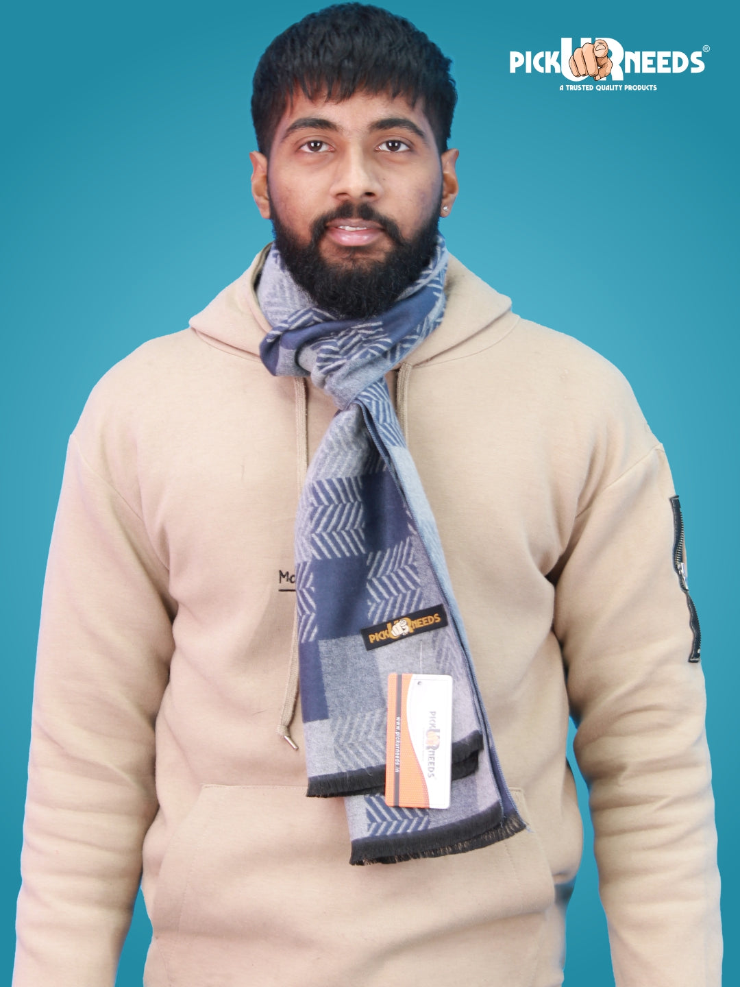 Pick Ur Needs Wool Blend Muffler for Men Soft Winter Scarf with Elegant Checks All-Day Comfort