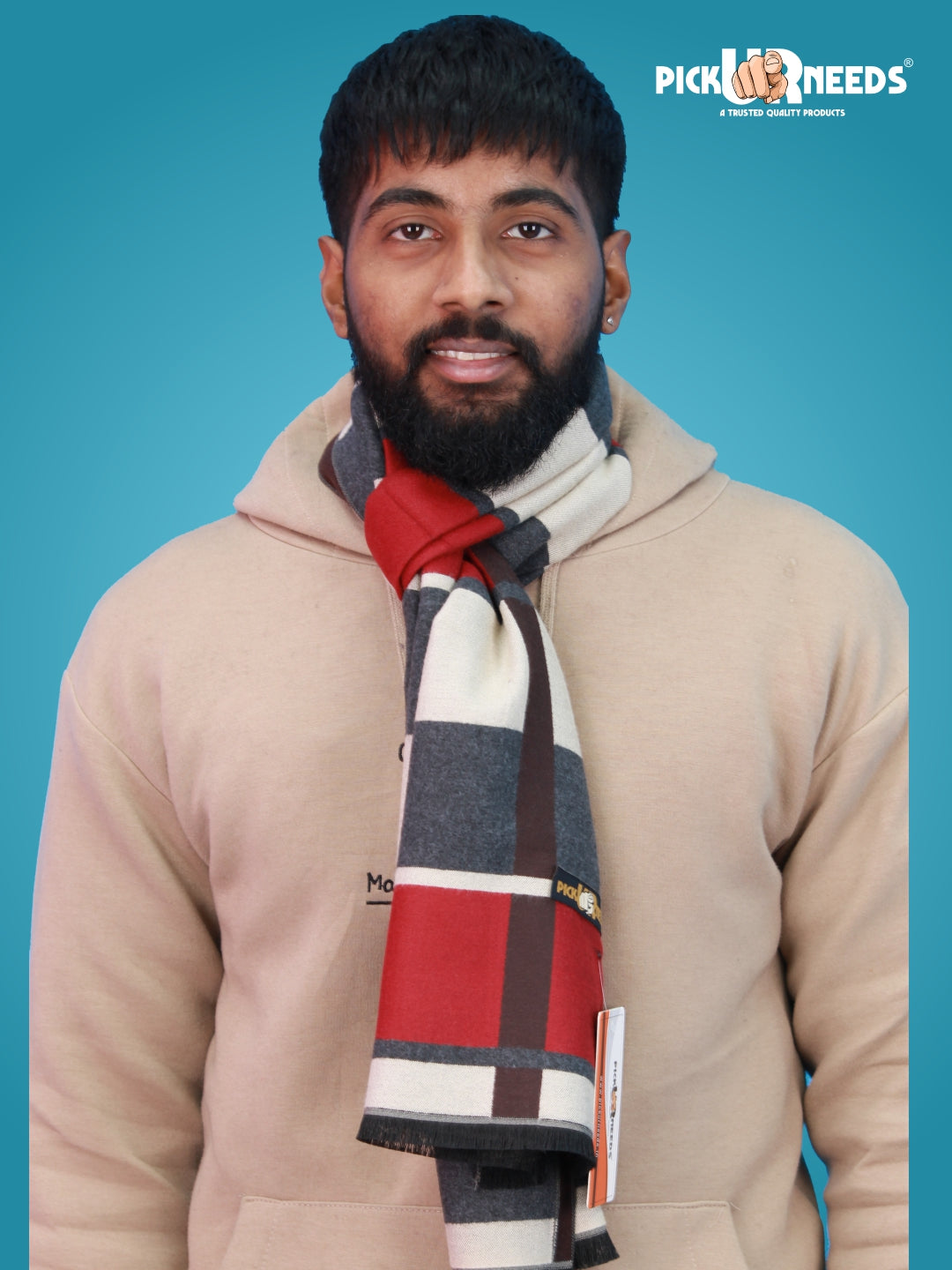 Pick Ur Needs Wool Blend Muffler for Men Soft Winter Scarf with Elegant Checks All-Day Comfort