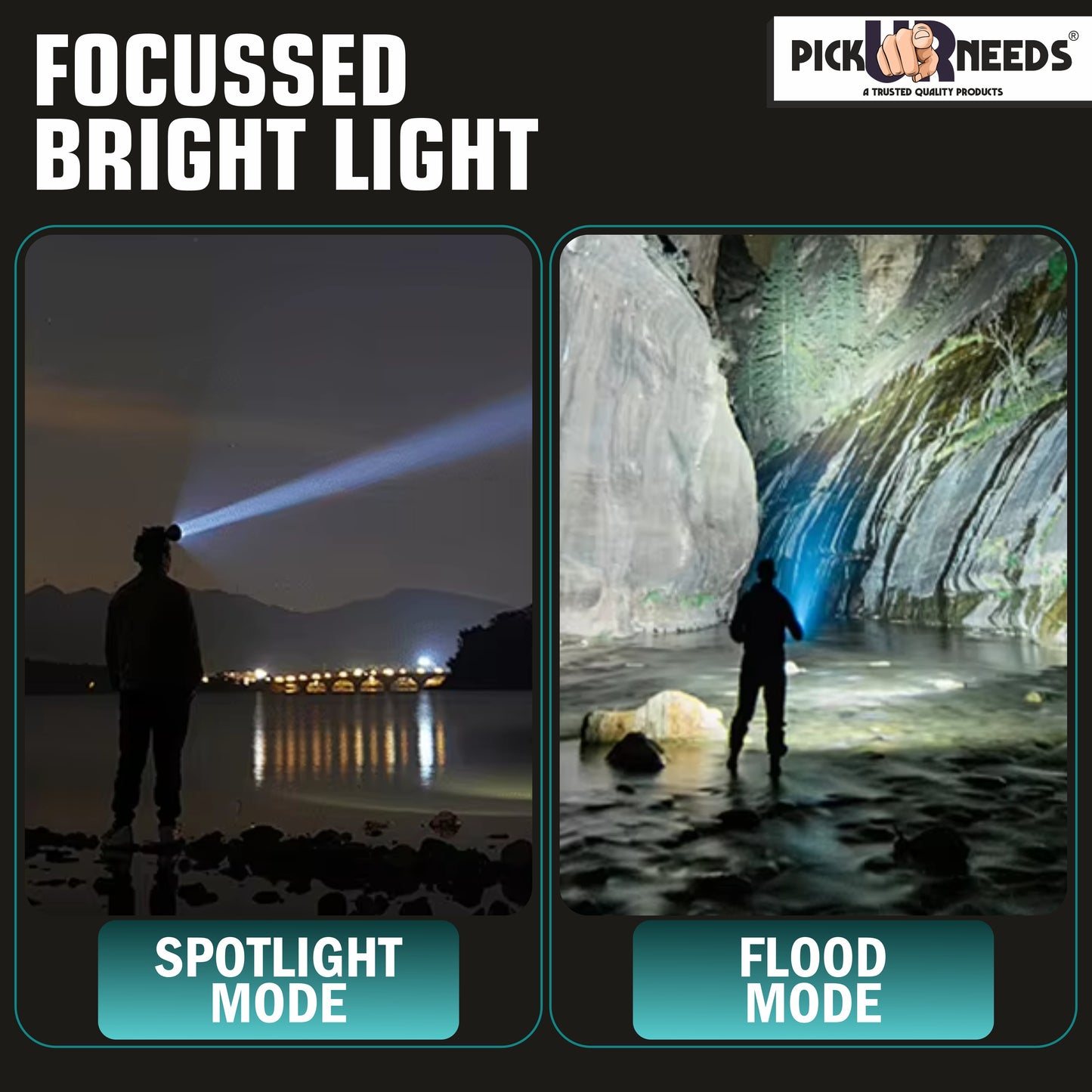 Pick Ur Needs Rechargeable Head Lamp With 3 Mode Light Zooming With Metal Head Adjustable LED 5 hrs Torch Emergency Light