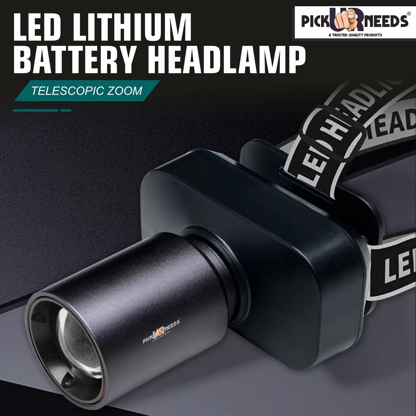 Pick Ur Needs Rechargeable Head Lamp With 3 Mode Light Zooming With Metal Head Adjustable LED 5 hrs Torch Emergency Light