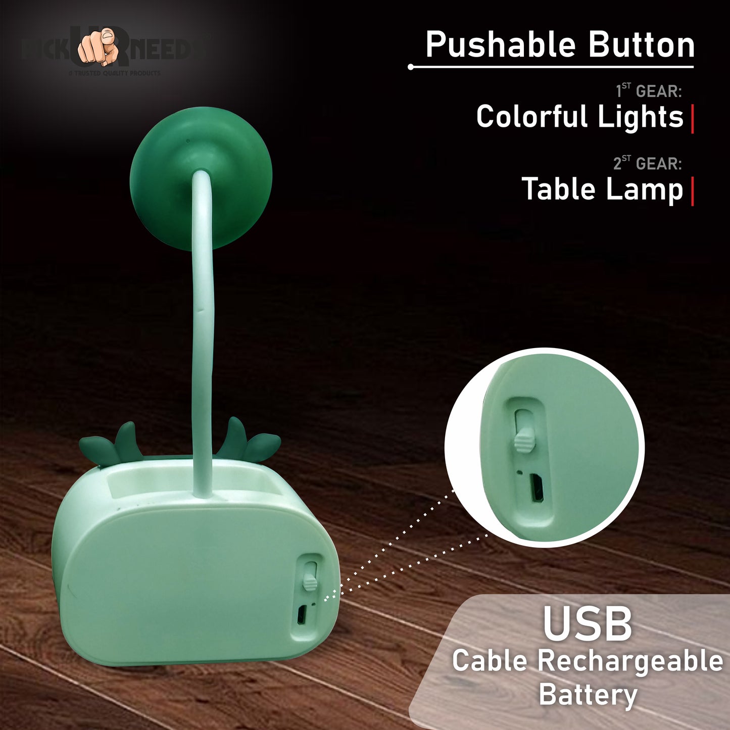 Pick Ur Needs Mini Study Table LED Desk Lamp Pen Holder Pencil Sharpening USB Charging Table Lamp