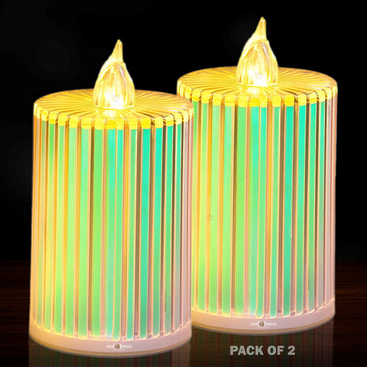 Pick Ur Needs LED Flameless Candles – Colorful Rainbow Diya Lights Battery Operated| Safe, Smokeless Candle for Home Decor, Diwali, Parties, Christmas