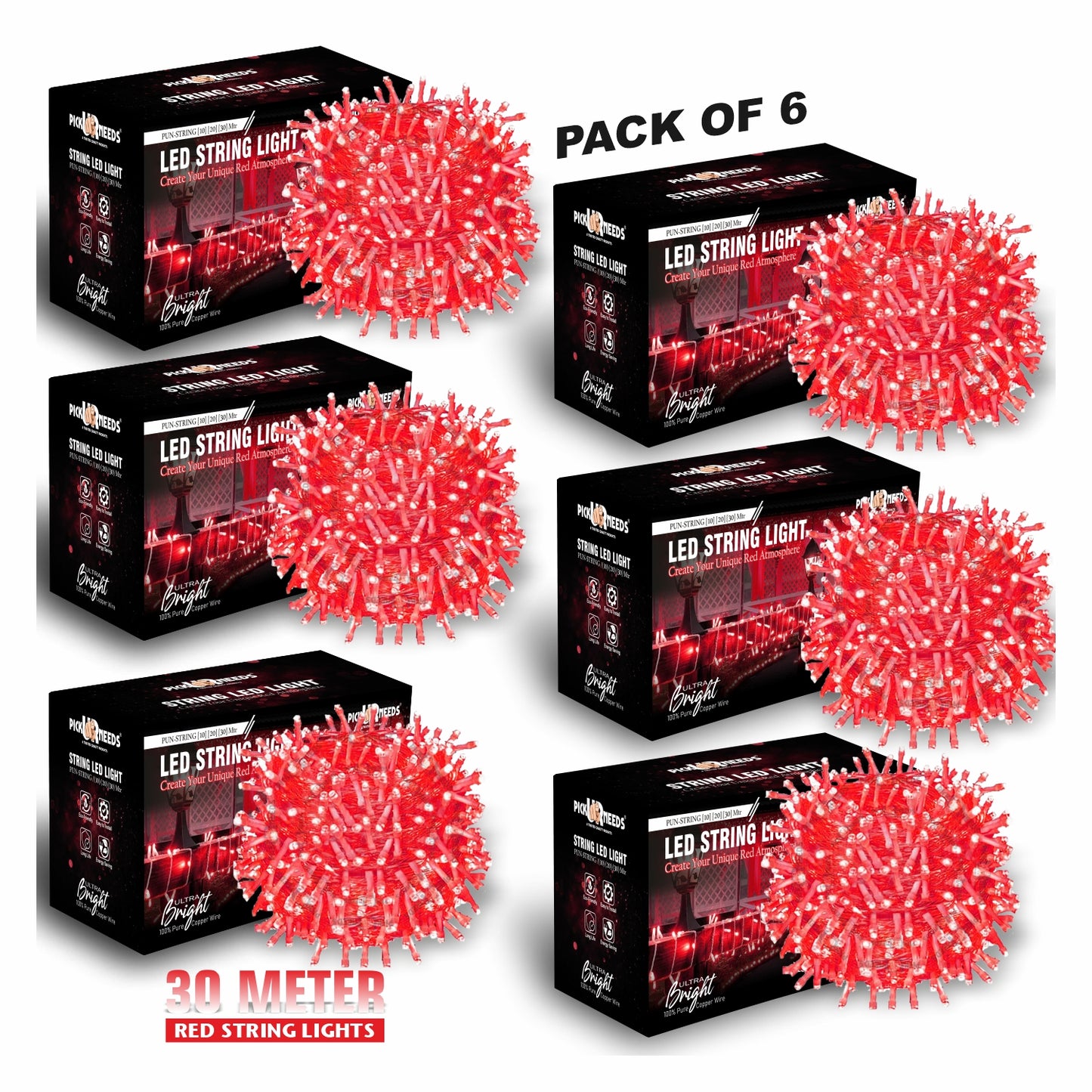 Pick Ur Needs 74 LEDs 30 m Red Flickering String Rice Lights