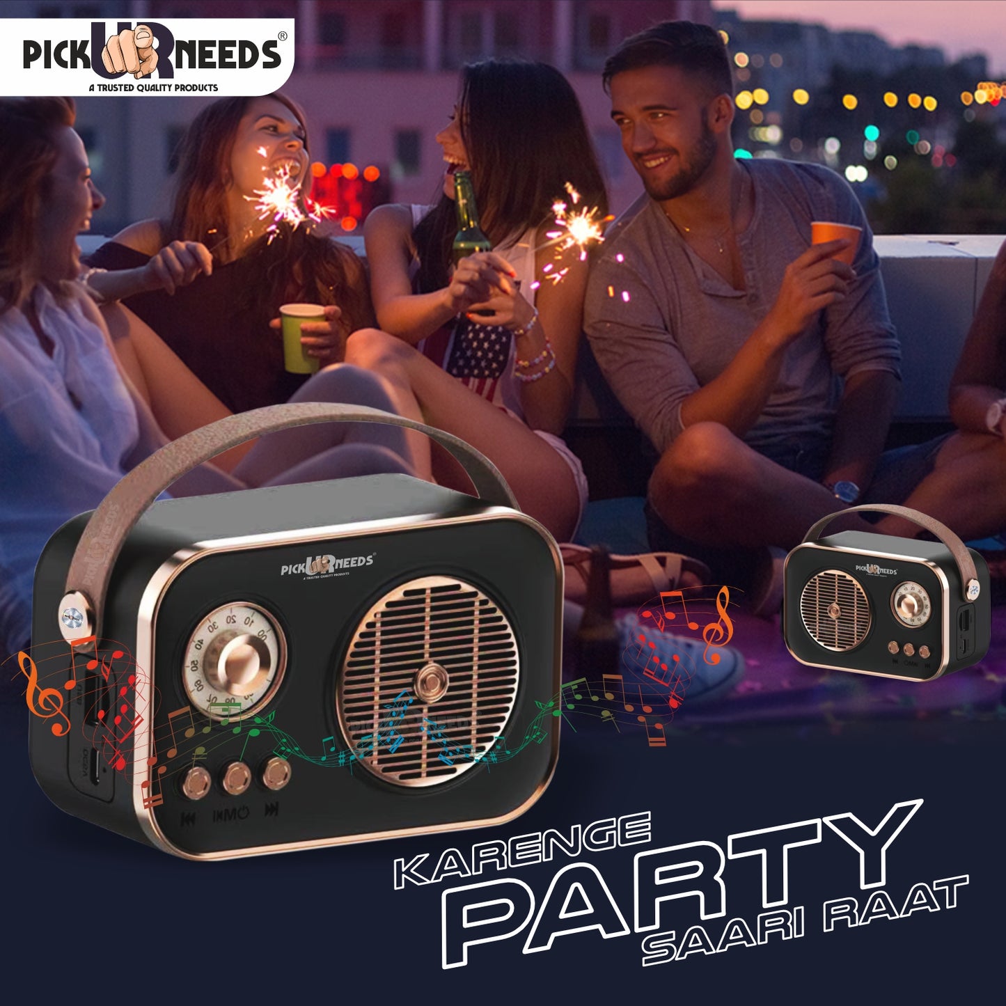 Pick Ur Needs Portable Wireless Bluetooth Speaker With Premium Design TF Card/ USB Support TWS 5 W Bluetooth Speaker  (Cream, 5.0 Channel)