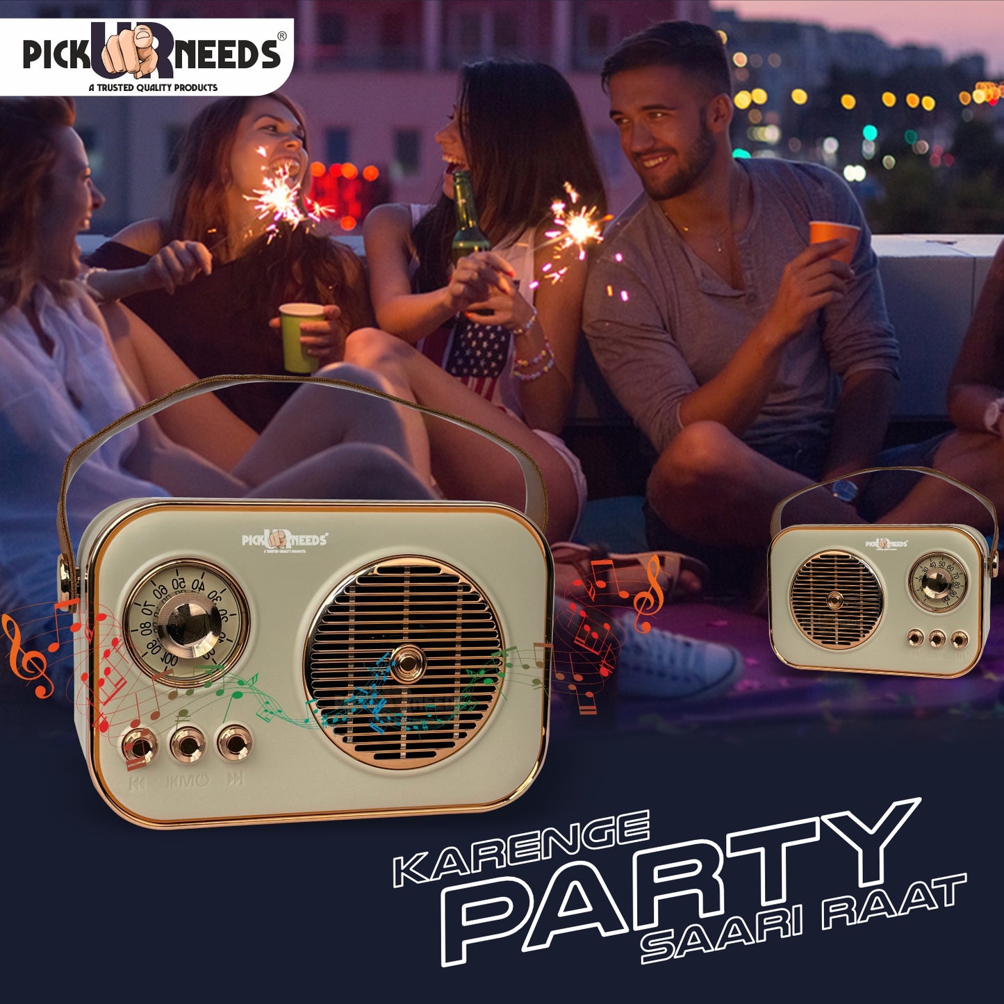Pick Ur Needs Portable Wireless Bluetooth Speaker With Premium Design TF Card/ USB Support TWS 5 W Bluetooth Speaker  (Cream, 5.0 Channel)