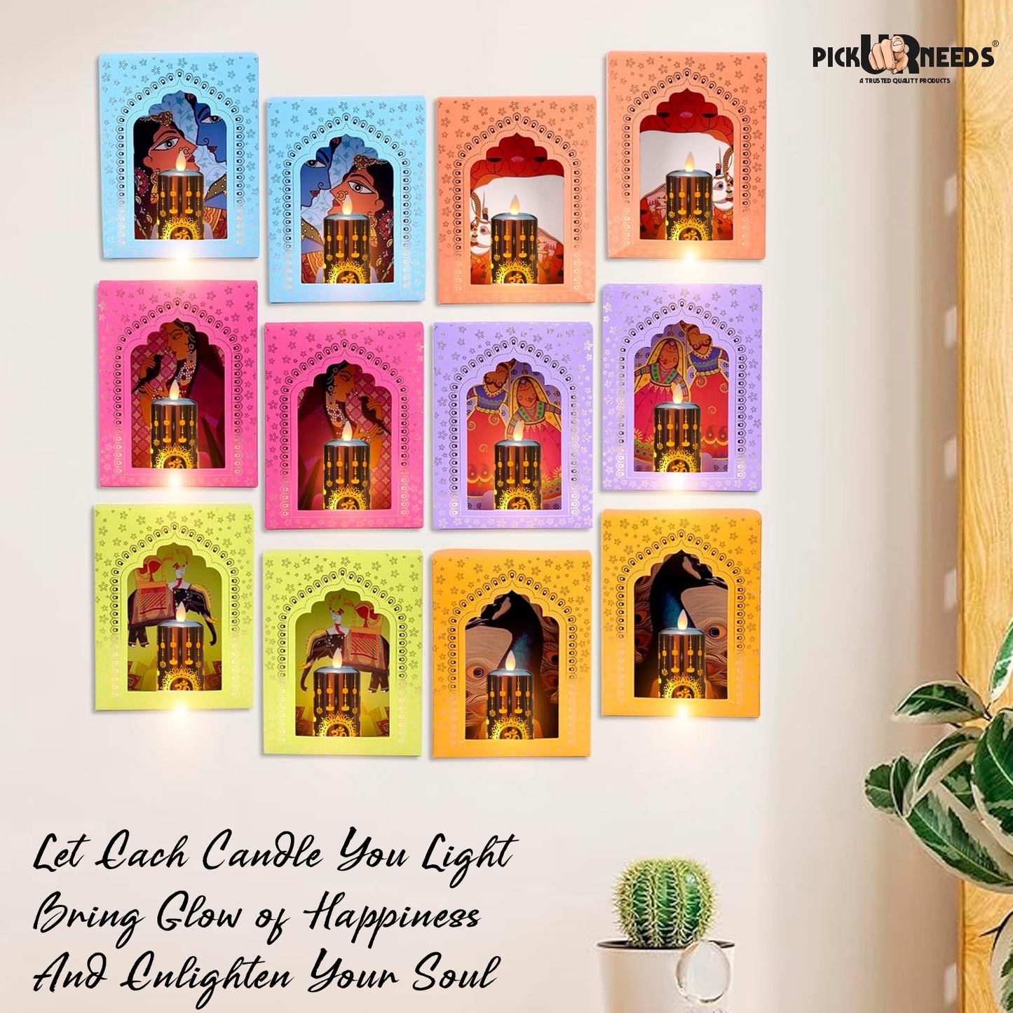 Pick Ur Needs Flameless Diya LED Tea Light Candle – Realistic Moving Flame | Battery Operated Acrylic Pillar Candle for Home Decor, Diwali & Christmas