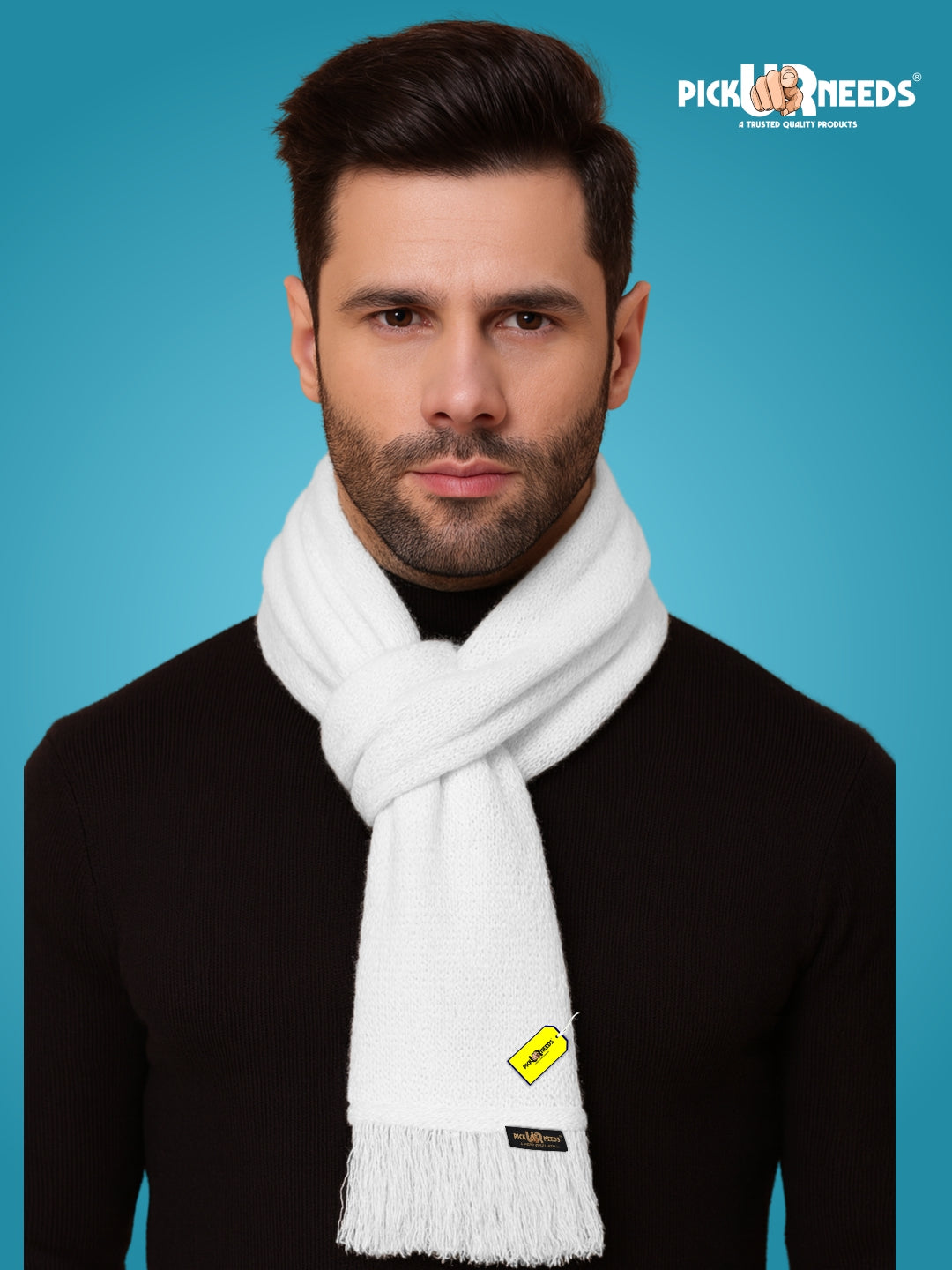Pick Ur Needs Premium Soft Knitted Winter Muffler for Men Elegant Wool Blend Scarf with Tassel Fringe Stylish Warm Winter Wear for Casual & Formal Outfits