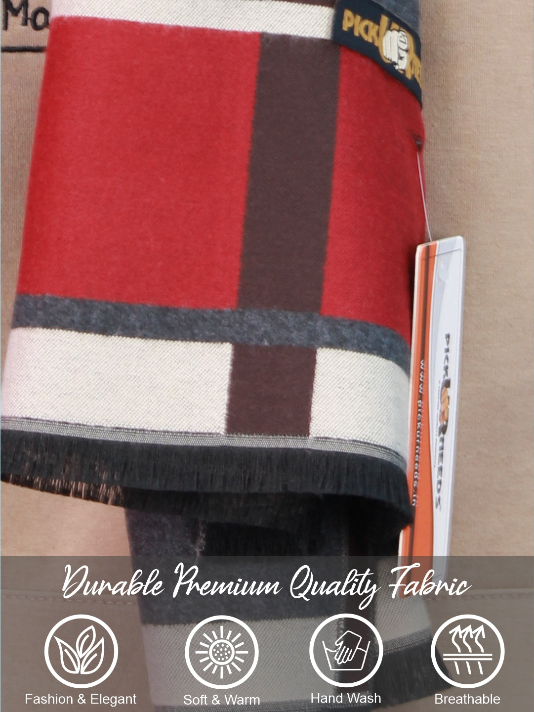 Pick Ur Needs Wool Blend Muffler for Men Soft Winter Scarf with Elegant Checks All-Day Comfort
