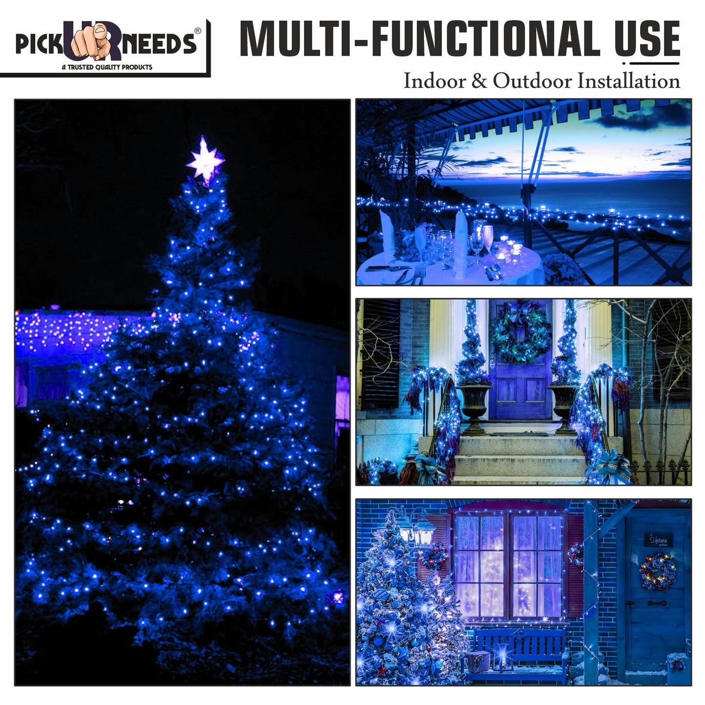 Pick Ur Needs 74 LEDs 10 m Blue Steady String Rice Lights