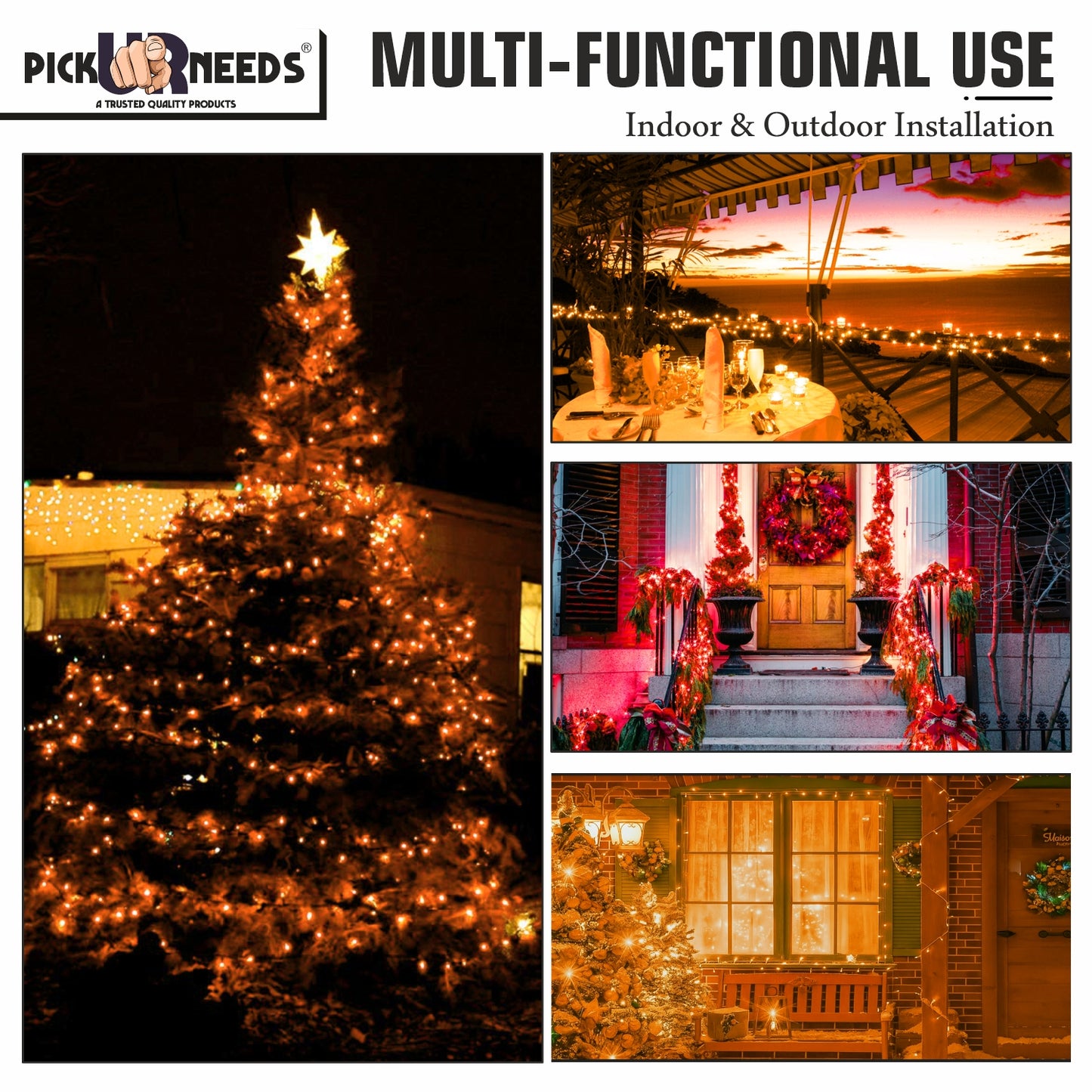 Pick Ur Needs 40 LEDs 15 m Orange Steady String Rice Lights