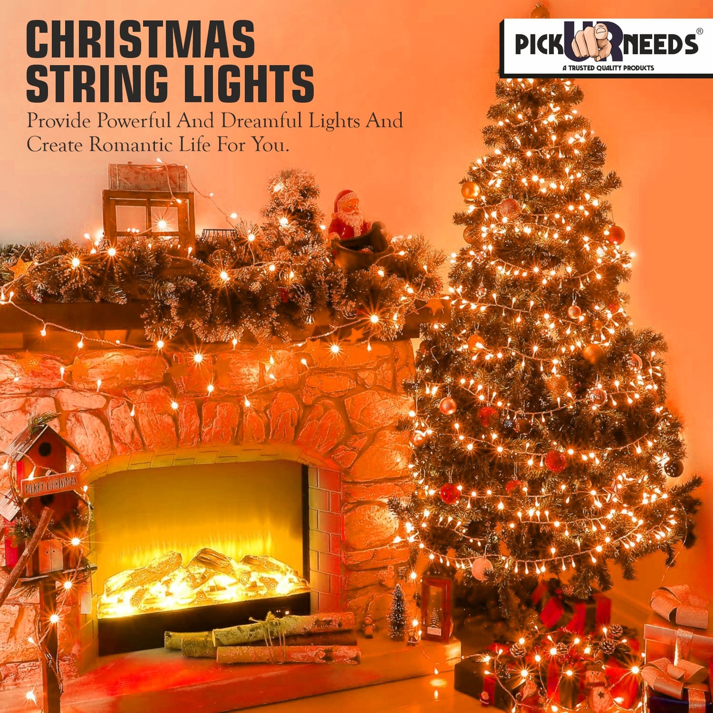 Pick Ur Needs 40 LEDs 15 m Orange Steady String Rice Lights