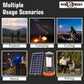 Pick Ur Needs 50W Solar Rechargeable Long Range Search Light + 2 Side Extra Bright Tube 6 hrs Torch Emergency Light